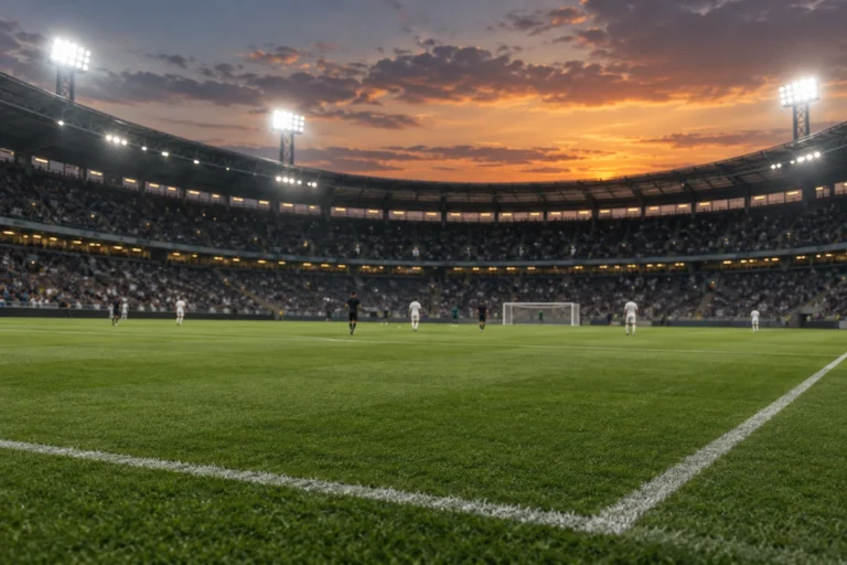 Stade de football générique en fin de journée