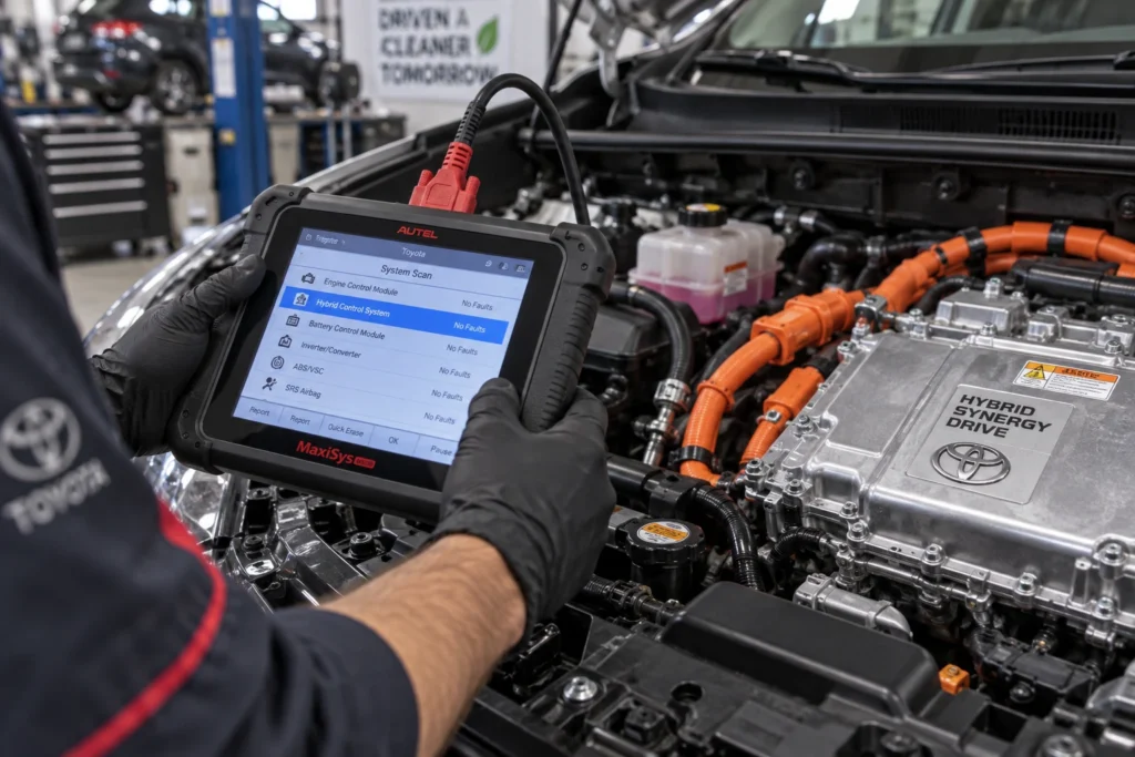 Diagnostic électronique sur un véhicule en atelier de mécanique automobile